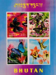 Bhutan 1968 BUTTERFLIES in 3-D Process Complete Sheet  VF Air Mails