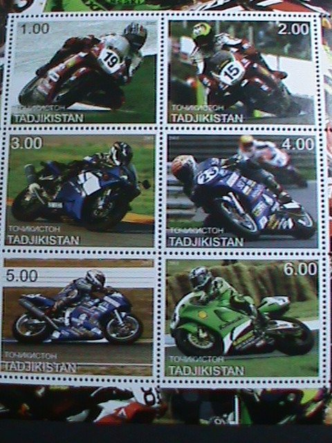 TAJIKISTAN 2001  MOTORCYCLES RACE: MNH SHEET VERY FINE -WE SHIP TO WORLD WIDE.