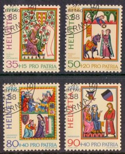 Switzerland #B542-B545 cancelled 1988  pro patria minnesingers