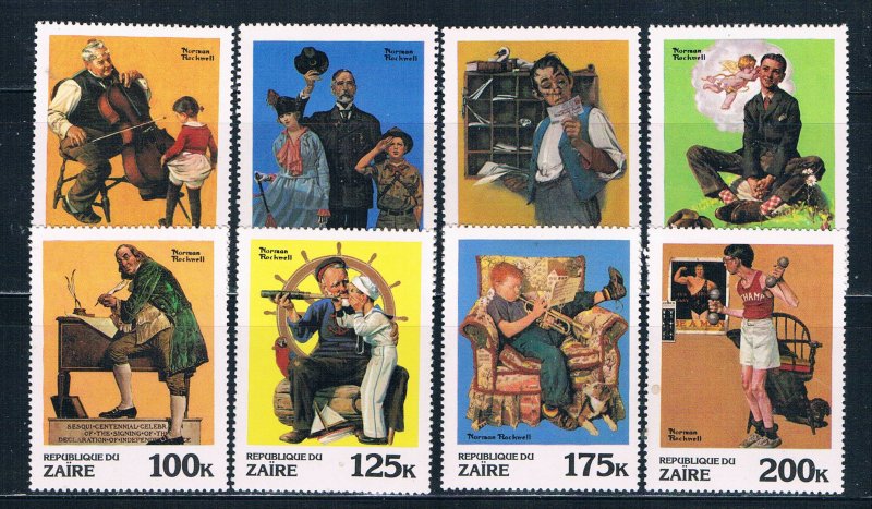 Zaire 1005-12 MNH set Norman Rockwell 1981 (Z0021)+