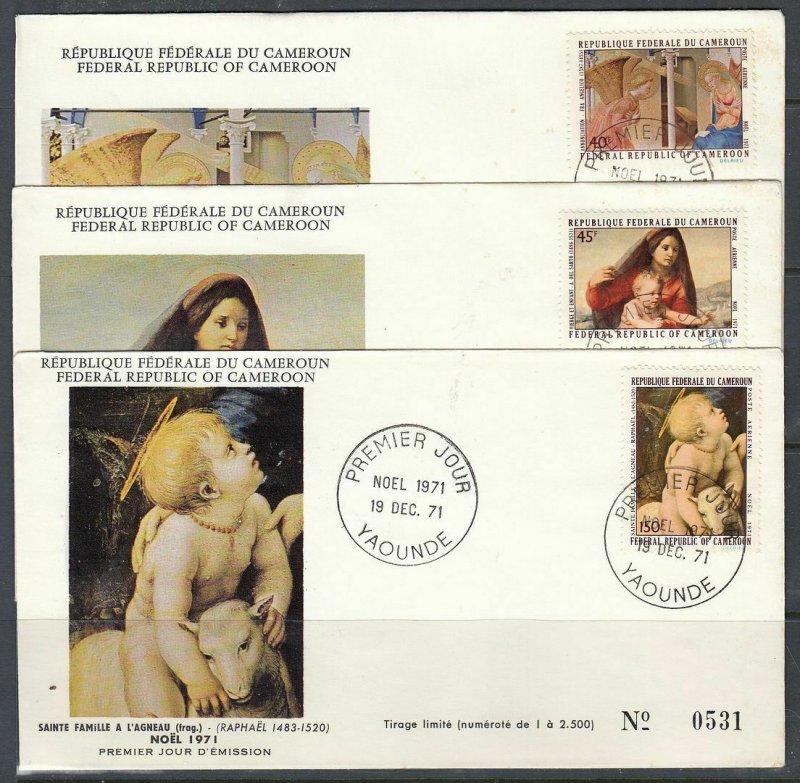 Cameroun Scott C178-80 FDC - Christmas 1971