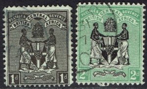 BRITISH CENTRAL AFRICA 1896 ARMS 1D AND 2D WMK CROWN CA USED