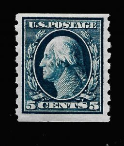 US 1910 Sc 396  5¢ Washington VF Mint H/OG - Vivid Color - Centered - Jumbo