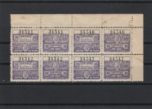Argentina 10 Centavos 1915 Mint Never Hinged Revenue Stamp Block Ref 27726