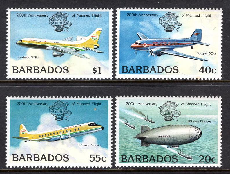 Barbados 606-609 Airplanes MNH VF