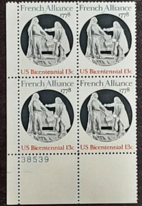 US Scott # 1753; 13c French Alliance from 1978; MNH, og; plate block of 4; VF