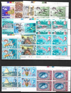 TURKS & CAICOS ISLANDS SG274/87 1967 DEFINITIVE SET MNH BLOCKS OF 4