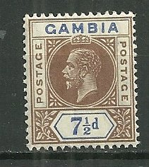 1912 Gambia 7½d KGV MNH