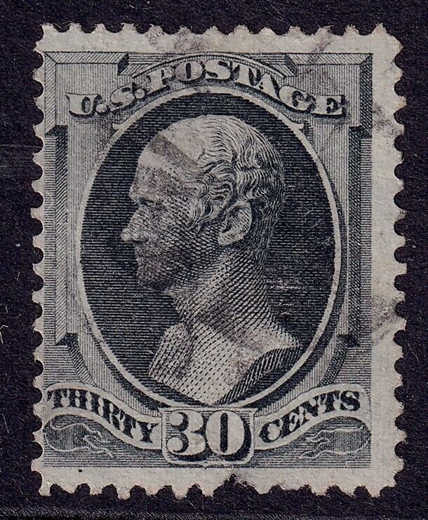 US Scott 165, 1874 Hamilton, 30c gray black, USED