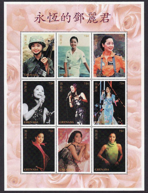 Grenada-SC#2496-sheet of 9-unused-NH-Teresa Teng Chinese Ent