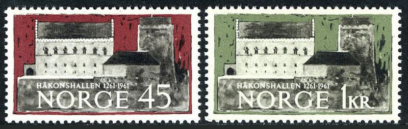 Norway 393-394, MNH. 700th anniv. of Haakonshallen, castle in Bergen, 1961