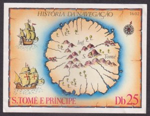 SAO TOME & PRINCIPE - 1979 HISTORY OF NAVIGATION / MAP - SOUVENIR SHEET MNH