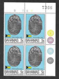 Bahamas 1982 House of Assembly Plaque, Scott 518 Plate Block, MNH