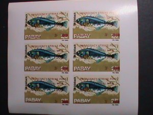 ​PABAY-1969-EUROPA-FISHES-EMERGENCY STRICK- INTERNATIONAL MAIL IMPERF SHEET VF