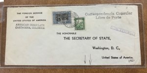 1942 Colombia US Foreign Service Diplomatic Cover to Washington  FDR collection