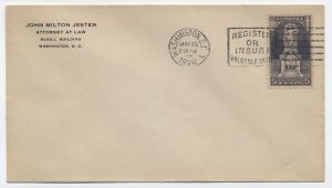 1926 Washington DC #628 5ct Ericsson FDC attorney corner card unaddressed a39.68