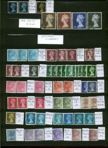 Great Britain Machin Collection In Stock Book Over 500  Stamps with ID Tags Used