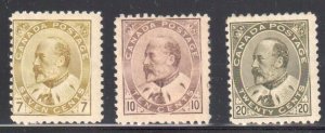 Canada #92-93-94 Mint H King Edward VII C$800.00