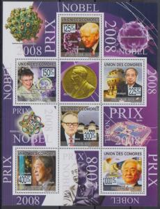 XG-AF230 COMOROS IND - Nobel Prize, 2009 Of Year 2008, 6 Values MNH Sheet