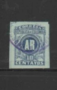 COLOMBIA #H3 1902 10c RECEIPT STAMP F-VF USED a