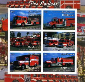 Somalia 2004 FIRE ENGINES Sheet (6) Imperforated Mint (NH)