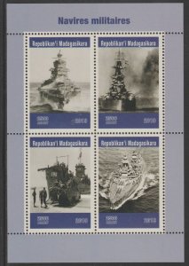 MADAGASCAR - 2019 - Naval Ships - Perf 4v Sheet - MNH - Private Issue