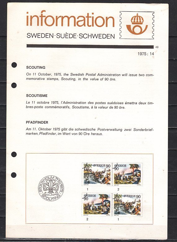 Sweden, Scott cat. 1137-1138. World Scout Jamboree. Postal Bulletin. Folded.