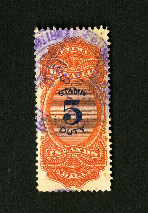 Hawaii Stamps # R15 VF Used Purple Cancel