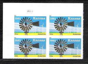 MNH Plate Block Kansas Statehood 2011 forever stamp @face