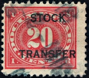 RD6 20¢ Revenue: Stock Transfer (1918) Used