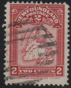 Newfoundland Sc 86 1908 2 c Map stamp used