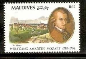 Maldives Island 1991 Musician - MOZART - St. Marx Member Masonic Lodge Freema...