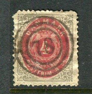 DENMARK; 1870s early classic ' skilling ' issue used 4ore. value Postmark 