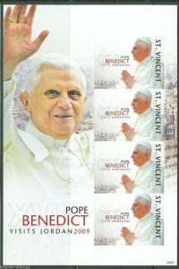 ST. VINCENT GRENADINES POPE BENEDICT VISITS JORDAN SHEET SC#3659  IMPF  MINT NH