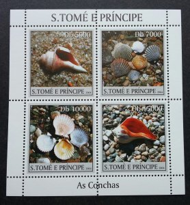 *FREE SHIP Sao Tome Shells 2004 Ocean Marine Life Seashells (ms) MNH