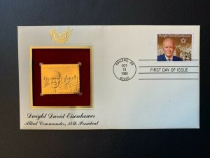 FDC Scott 2513 22K Gold Plated 1990 dwight david eisenhower