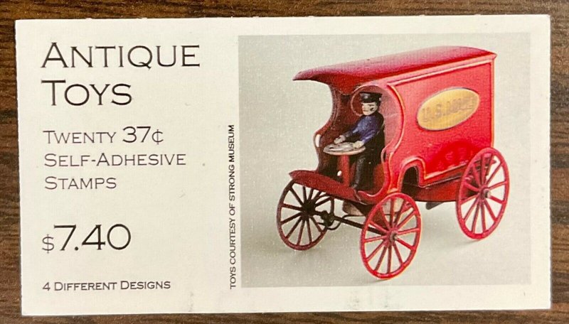 BK292 Antique Toys #3645v   Booklet Pane of 20  37 c FV $7.40  2002 