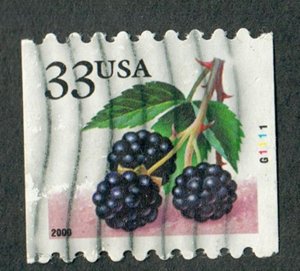 US #3406 Berries Used PNC Single plate #G1111