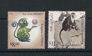 Tonga #1279-80 (2016 Year of the Monkey set) VFMNH CV $18.00