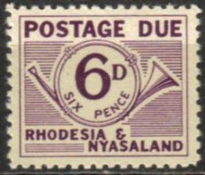 Rhodesia & Nyasaland - 1961 Postage Due 6d MNH** SG D4