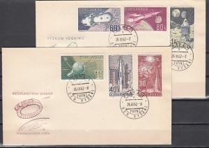 Czechoslovakia, Scott cat. 1105-1110. Space Research. 2 First day covers. ^