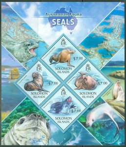 SOLOMON ISLANDS 2013 AUSTRALIAN FAUNA  SEALS SHEET