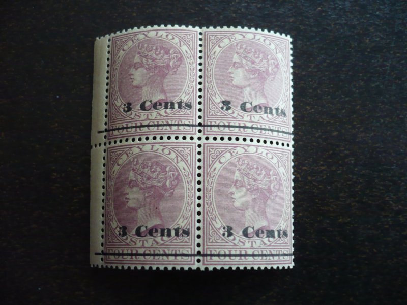 Stamps - Ceylon - Scott# 155 - Mint Never Hinged Block of 4 Stamps