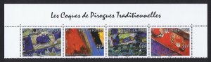 Wallis and Futuna Hulls of Traditional Canoes Top strip of 4v 2008 MNH