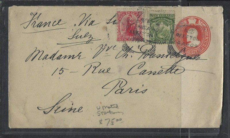 NEW ZEALAND COVER (PP1202B) 1909   KE  1D PSE+ 1D+1/2D SENT TO FRANCE