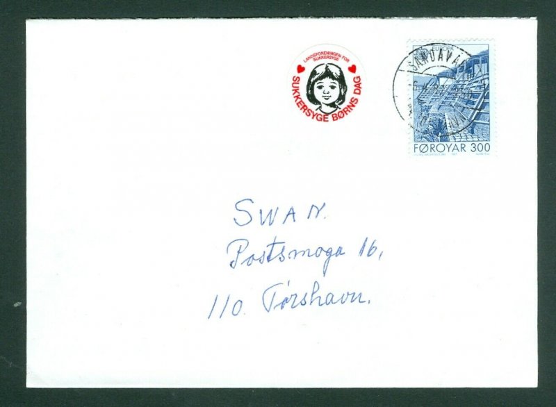 Faroe Islands.  Cover. 1984. With Poster Stamp. Sc.# 156. Cancel: Sandavagur