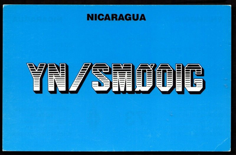 QSL QSO RADIO CARD YN/SMOOIG,Managua,Nicaragua,Robert Ronndalen, (Q2852)