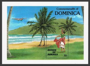 Dominica 1080,MNH.Mi 1092 Bl.128. Reunion-1988 Tourism campaign.Belaire dancer.