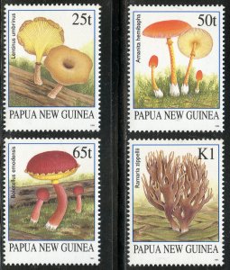 Papua New Guinea Scott 872-75 MNHOG - 1995 Mushrooms Set - SCV $7.20