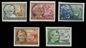 Hungary #896-900 Cat$60, 1950 Children's Day, imperf. set of five, never hinged